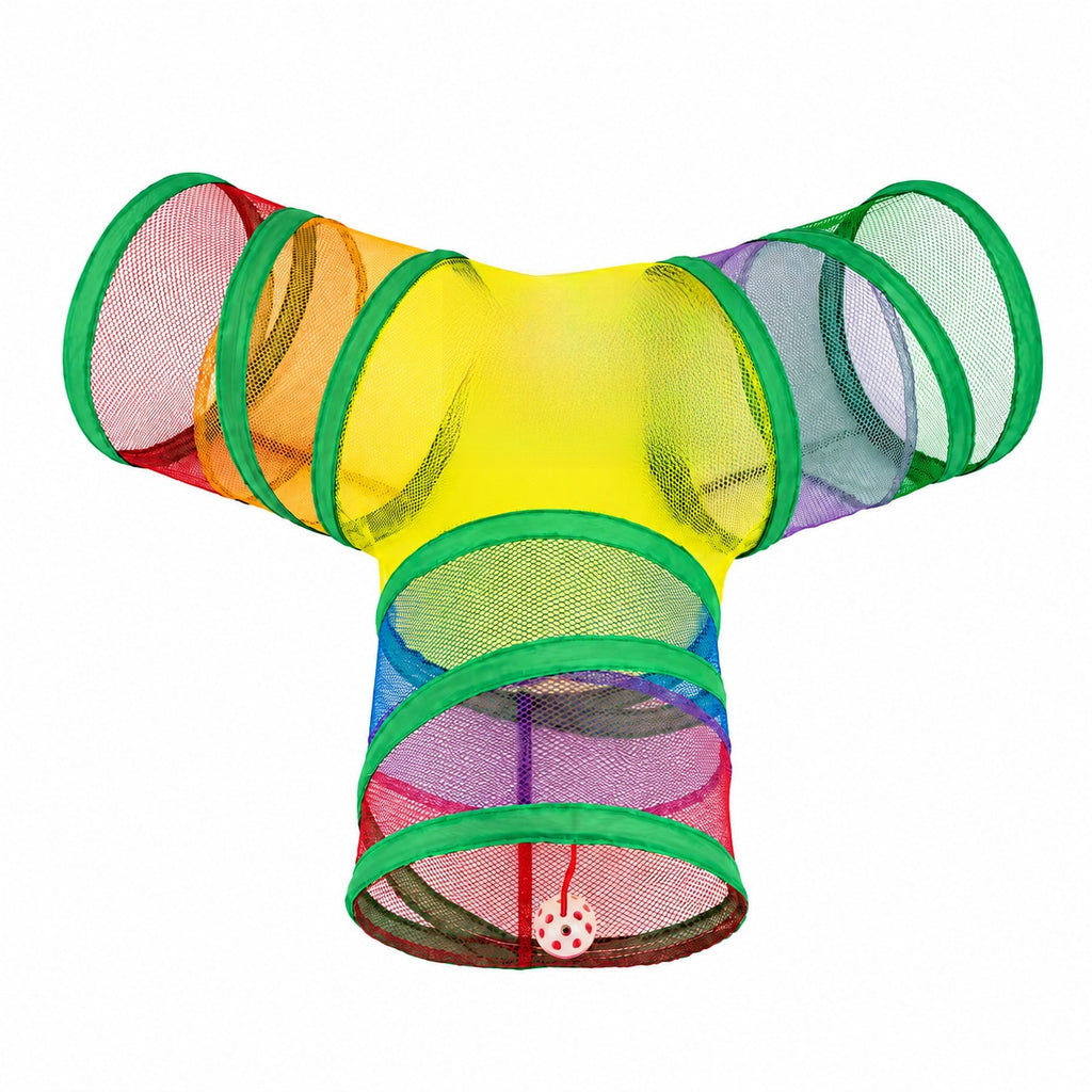Foldable Cat Tunnel - Crinkly Play Hide with Bell Toy